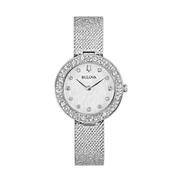 Bulova Crystal Collection Watch with 32MM Case and Mesh Bracelet. 96L329