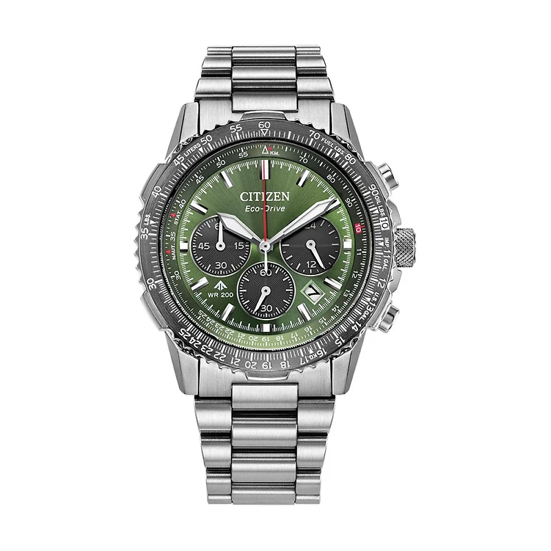 Citizen Promaster Navihawk 40MM Green Dial with Stainless Steel Band. CA4664-60W