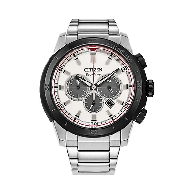 Citizen Brycen Stainless Steel Black Bezel Chronograph Watch. CA4188-81A