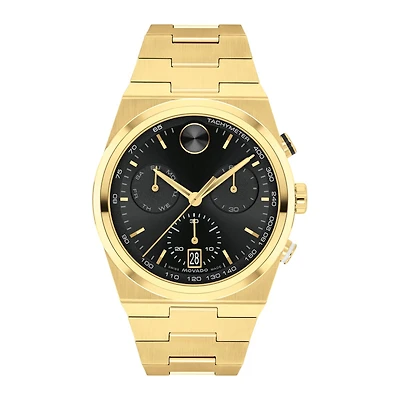 Movado BOLD Quest 42MM Black Chronograph Dial Stainless Steel Watch. 3601198