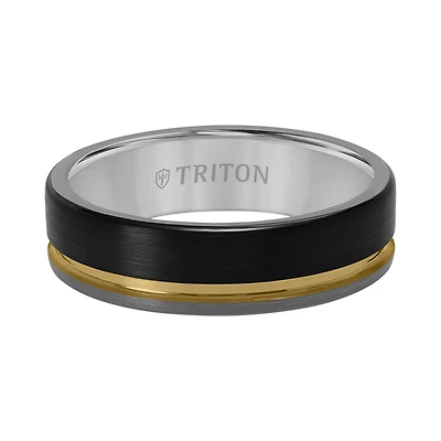 Triton 6.5MM Tri-Color Tungsten Wedding Band. Size 10