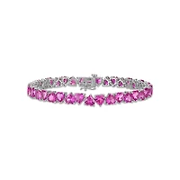7.5-inch Pink Sapphire Heart Bracelet in Sterling Silver
