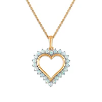 2MM Round Opal 18-inch Heart Pendant in Yellow Gold Plated Sterling Silver