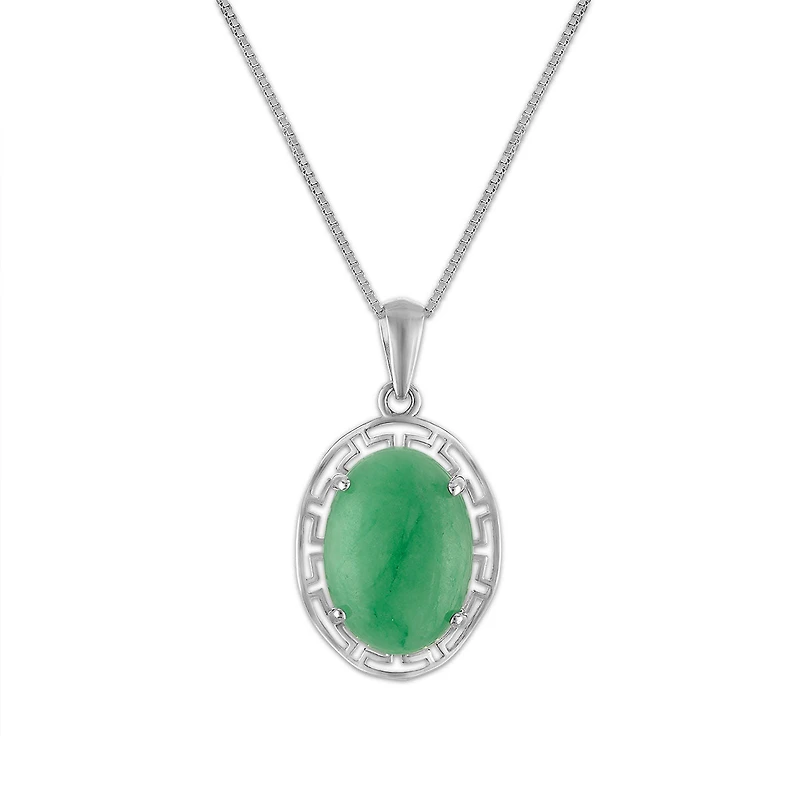 Oval Jade 18-inch Pendant in Sterling Silver
