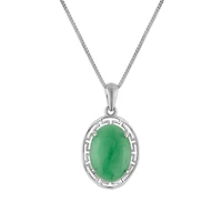 Oval Jade 18-inch Pendant in Sterling Silver