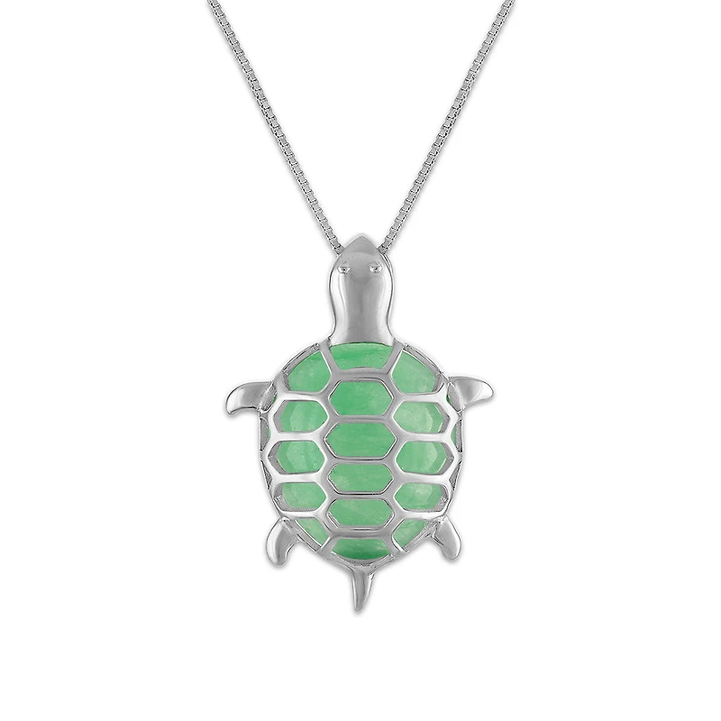 Sterling Silver and Jade Turtle Pendant