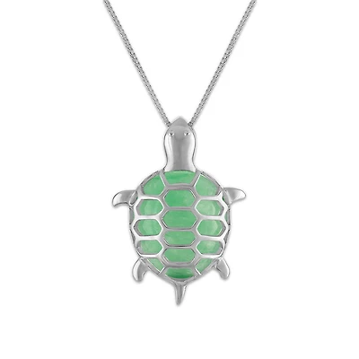 Sterling Silver and Jade Turtle Pendant