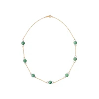 Jade and Fresh Water Pearl Station 18-inch Necklace in 10KT Yellow Gold