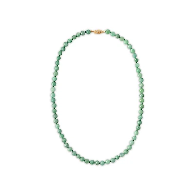 Round Jade 18-inch Necklace in 14KT Yellow Gold