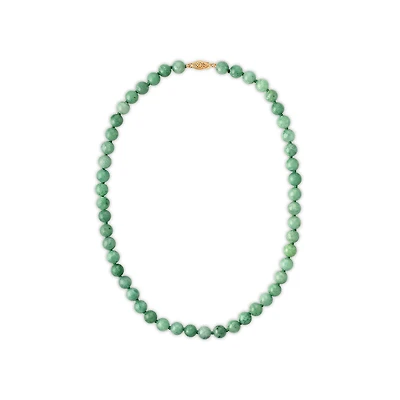 8MM Round Jade 18-inch Necklace in 14KT Yellow Gold