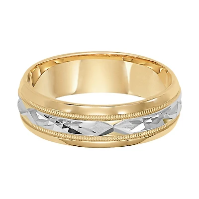 6MM Wedding Ring in 10KT Two-Tone Gold. Size 10