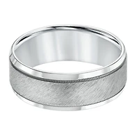 8MM Milgrain Accent Wedding Ring in 10KT White Gold. Size 10