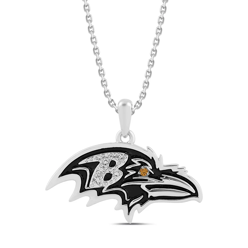 True Fans Fine Jewelry Baltimore Ravens 18-inch Pendant in Sterling Silver