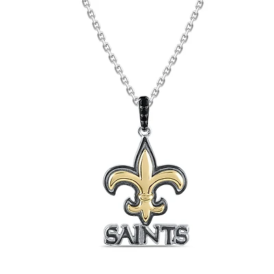True Fans Fine Jewelry New Orleans Saints 18-inch Pendant in Sterling Silver