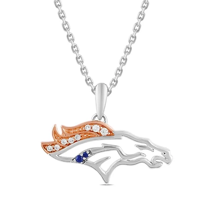 True Fans Fine Jewelry Denver Broncos 18-inch Pendant in Sterling Silver