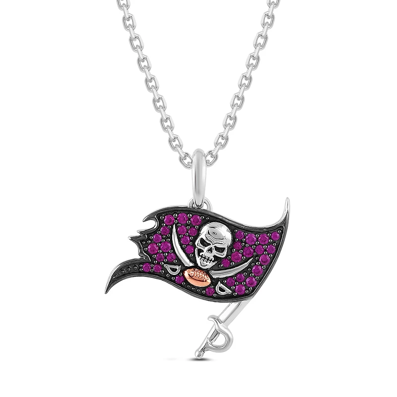 True Fans Fine Jewelry Tampa Bay Buccaneers 18-inch Pendant in Sterling Silver