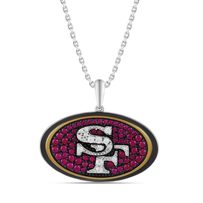True Fans Fine Jewelry San Francisco 49ers 18-inch Pendant in Sterling Silver