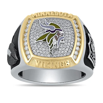 True Fans Fine Jewelry Minnesota Vikings 1/2 CTW Natural Diamond Ring in Sterling Silver