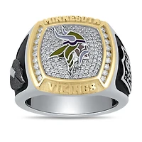 True Fans Fine Jewelry Minnesota Vikings 1/2 CTW Natural Diamond Ring in Sterling Silver