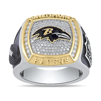 True Fans Fine Jewelry Baltimore Ravens 1/2 CTW Natural Diamond Ring in Sterling Silver