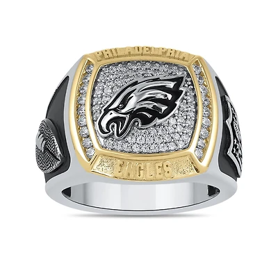 True Fans Fine Jewelry Philadelphia Eagles 1/2 CTW Natural Diamond Ring in Sterling Silver