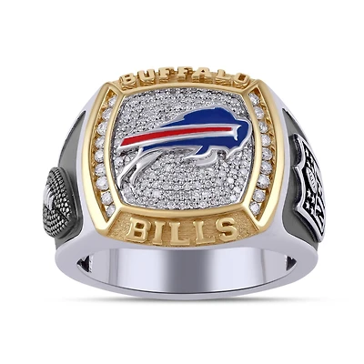 True Fans Fine Jewelry Buffalo Bills 3/8 CTW Natural Diamond Ring in Sterling Silver