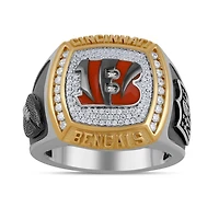 True Fans Fine Jewelry Cincinnati Bengals 1/2 CTW Natural Diamond Ring in Sterling Silver