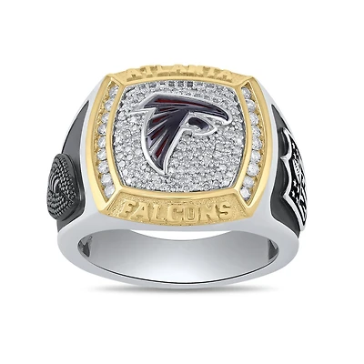 True Fans Fine Jewelry Atlanta Falcons 1/2 CTW Natural Diamond Ring in Sterling Silver