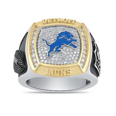 True Fans Fine Jewelry Detroit Lions 1/2 CTW Natural Diamond Ring in Sterling Silver