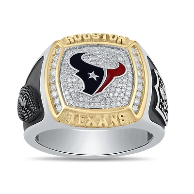 True Fans Fine Jewelry Houston Texans 1/2 CTW Natural Diamond Ring in Sterling Silver