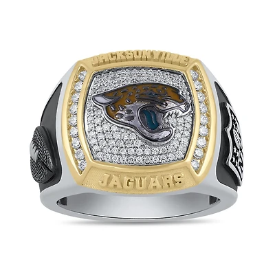 True Fans Fine Jewelry Jacksonville Jaguars 1/2 CTW Natural Diamond Ring in Sterling Silver