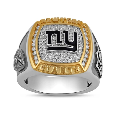 True Fans Fine Jewelry New York Giants 1/2 CTW Natural Diamond Ring in Sterling Silver