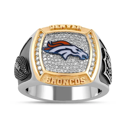 True Fans Fine Jewelry Denver Broncos 1/2 CTW Natural Diamond Ring in Sterling Silver