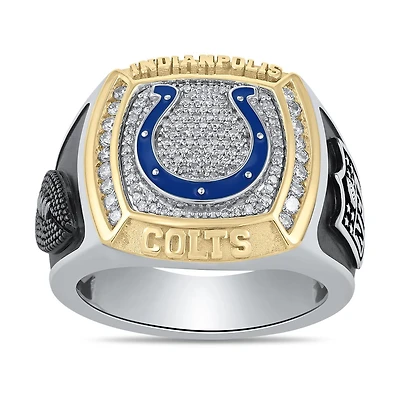 True Fans Fine Jewelry Indianapolis Colts 1/2 CTW Natural Diamond Ring in Sterling Silver