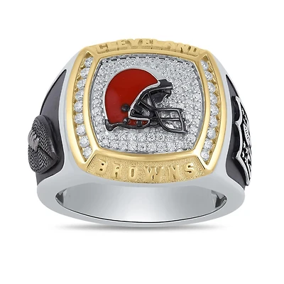 True Fans Fine Jewelry Cleveland Browns 1/2 CTW Natural Diamond Ring in Sterling Silver