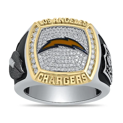 True Fans Fine Jewelry Los Angeles Chargers 1/2 CTW Natural Diamond Ring in Sterling Silver