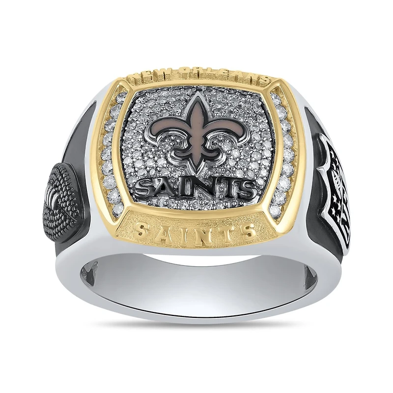 True Fans Fine Jewelry New Orleans Saints 1/2 CTW Natural Diamond Ring in Sterling Silver