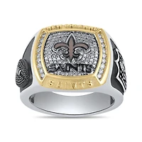 True Fans Fine Jewelry New Orleans Saints 1/2 CTW Natural Diamond Ring in Sterling Silver