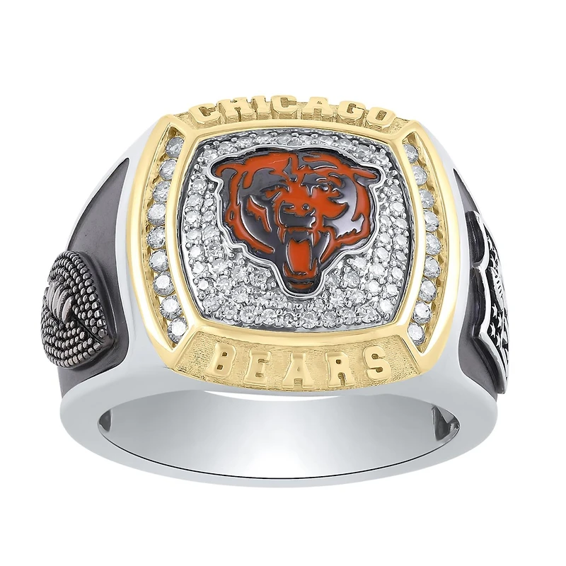 True Fans Fine Jewelry Chicago Bears 1/2 CTW Natural Diamond Ring in Sterling Silver