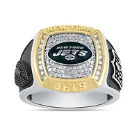 True Fans Fine Jewelry New York Jets 1/2 CTW Natural Diamond Ring in Sterling Silver