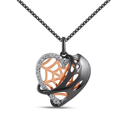 Marvel Fine Jewelry 1/10 CTW Natural Diamond 18-inch Spiderman Pendant in Sterling Silver