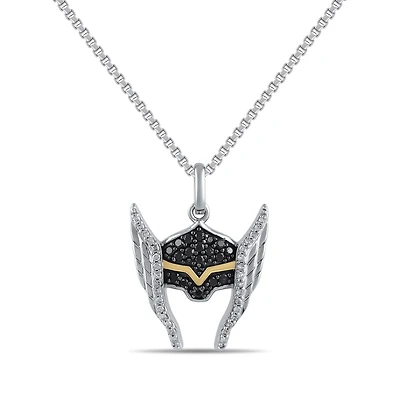 Marvel Fine Jewelry 1/4 CTW Natural Diamond 18-inch Thor Pendant in Sterling Silver