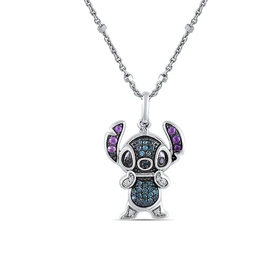 Disney Jewels Diamond Accent Lilo and Stitch Pendant in Sterling Silver