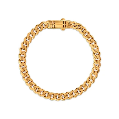 8.25-inch Semi-Solid Miami Monaco Link Bracelet in 10K Yellow Gold