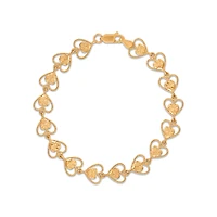 10KT Yellow Gold 7-inch Heart Bracelet