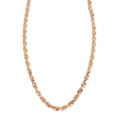 10KT Rose Gold 22-inch 3MM Solid Rope Chain