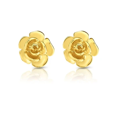 14KT Yellow Gold 9MM Flower Stud Earrings