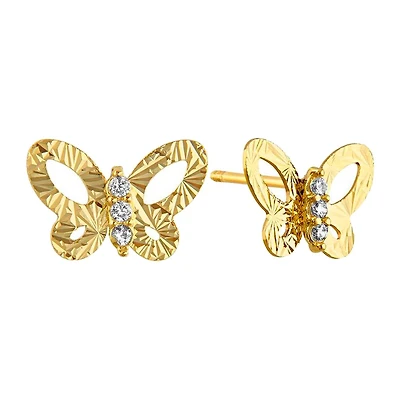 Sabelli 14KT Yellow Gold and Cubic Zirconia Butterfly Earrings