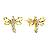 Sabelli 14KT Yellow Gold and Cubic Zirconia Dragonfly Earrings