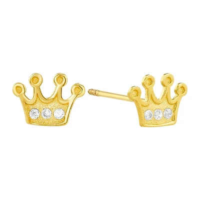 Sabelli 14KT Yellow Gold and Cubic Zirconia Crown Earrings